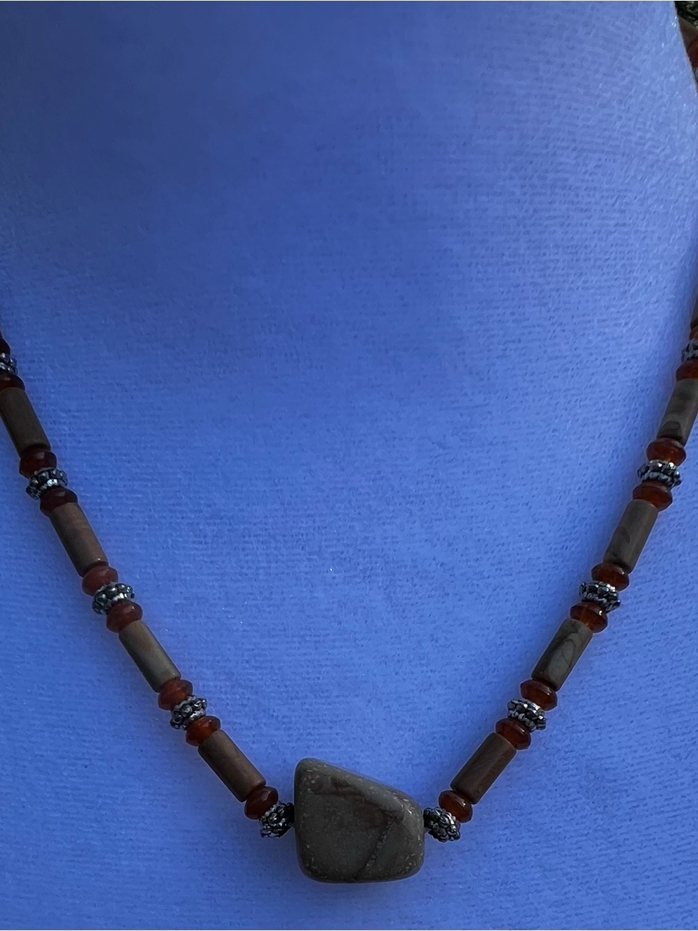 Natural Brown Stone & Bead Necklace - Earthy Brown